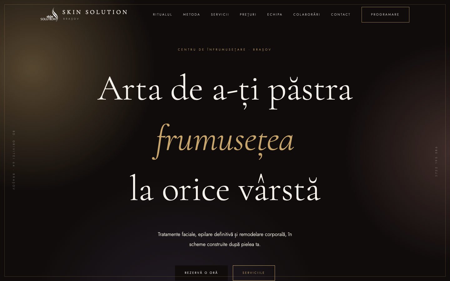 Previzualizare: prima pagină a site-ului Skin Solution